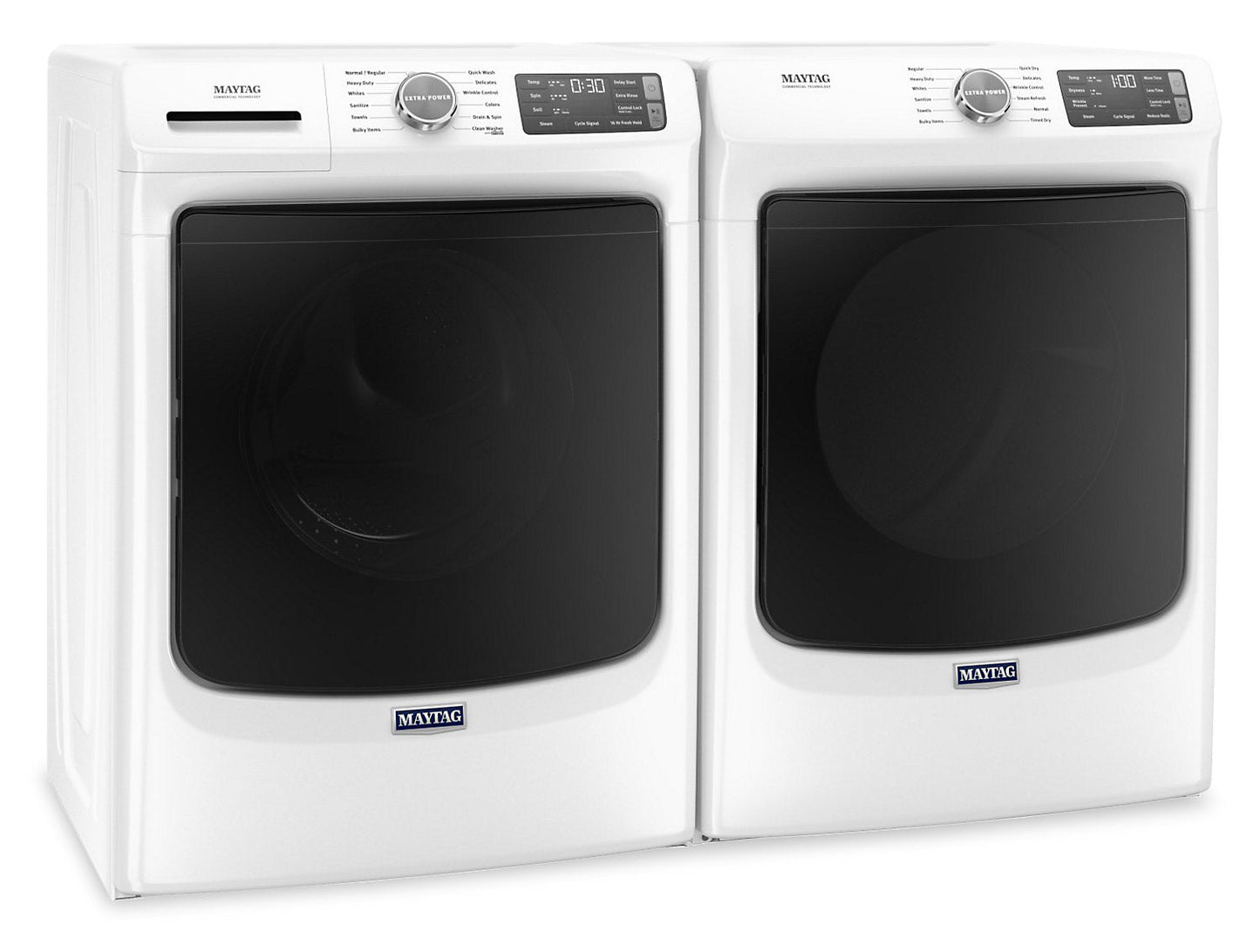 Maytag Front-Load 5.5 Cu. Ft. Washer with Extra Power and 7.3 Cu. Ft. Electric Steam Dryer - White|Laveuse frontale 5,5 pi3 avec Extra Power et sécheuse électrique vapeur 7,3 pi³ Maytag - blance|MAFL663W