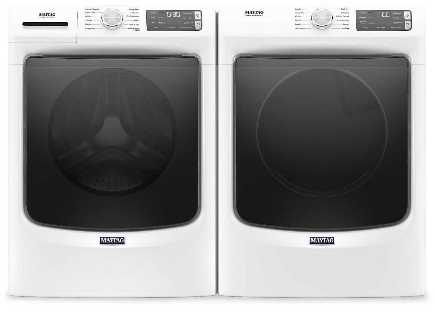 Maytag Front-Load 5.5 Cu. Ft. Washer with Extra Power and 7.3 Cu. Ft. Gas Steam Dryer - White|Laveuse frontale 5,5 pi3 avec Extra Power et sécheuse gaz vapeur 7,3 pi³ Maytag - blance|MAFL66GW