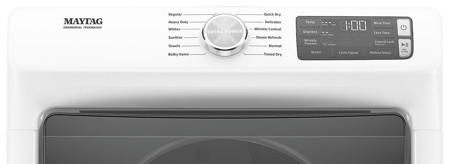 Maytag Front-Load 5.5 Cu. Ft. Washer with Extra Power and 7.3 Cu. Ft. Gas Steam Dryer - White|Laveuse frontale 5,5 pi3 avec Extra Power et sécheuse gaz vapeur 7,3 pi³ Maytag - blance|MAFL66GW
