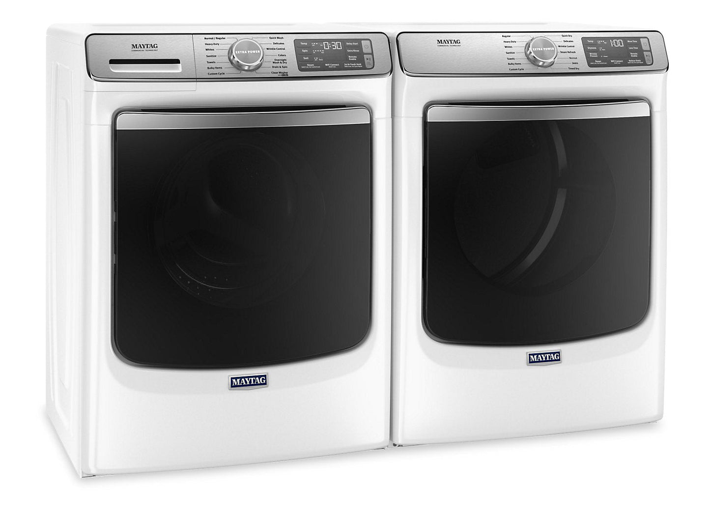 Maytag Front-Load 5.8 Cu. Ft. Smart Washer with Extra Power and 7.3 Cu. Ft. Gas Smart Dryer - White|Laveuse frontale 5,8 pi3 Extra Power et sécheuse gaz intelligente 7,3 pi³ Maytag - blance|MAFL86GW