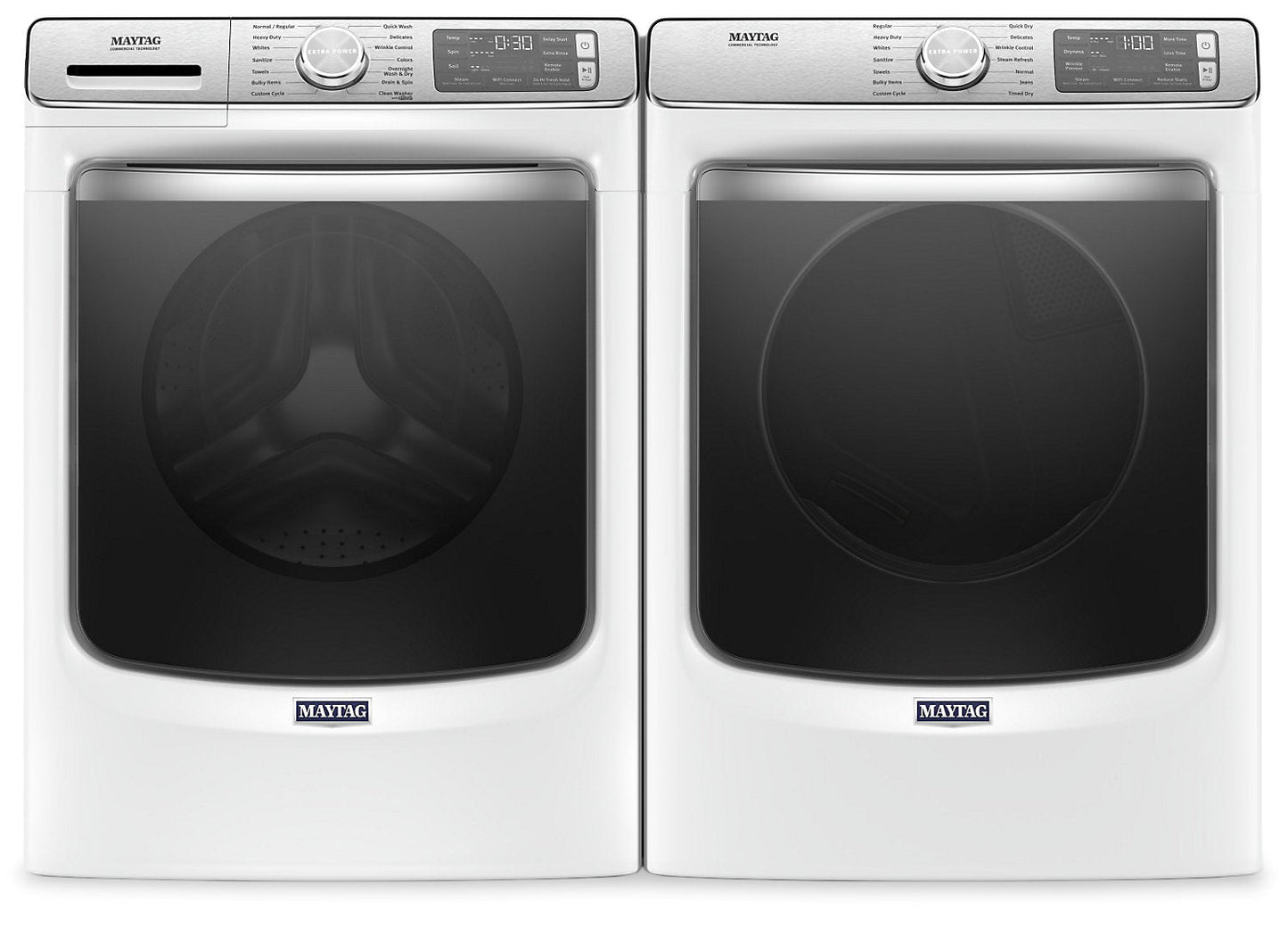 Maytag Front-Load 5.8 Cu. Ft. Smart Washer with Extra Power and 7.3 Cu. Ft. Gas Smart Dryer - White|Laveuse frontale 5,8 pi3 Extra Power et sécheuse gaz intelligente 7,3 pi³ Maytag - blance|MAFL86GW