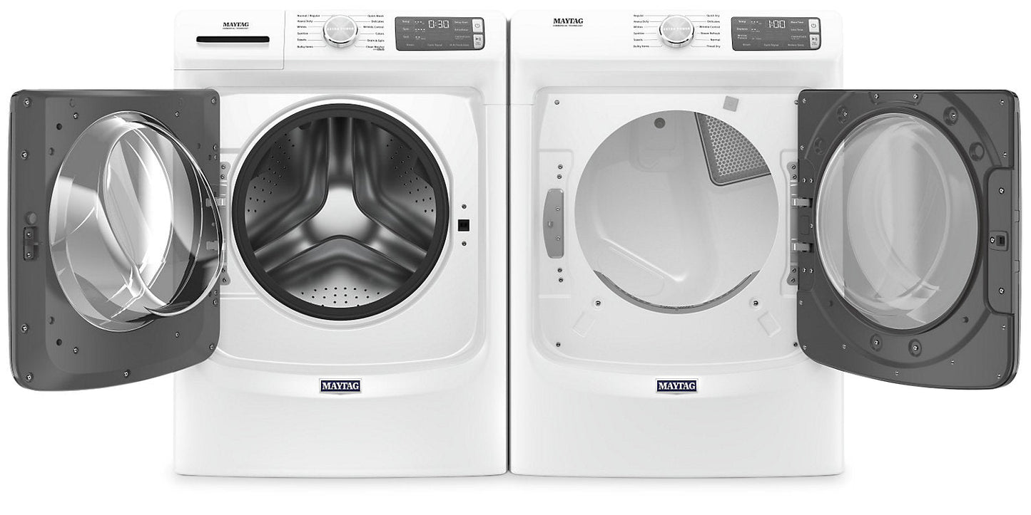 Maytag Front-Load 5.8 Cu. Ft. Smart Washer with Extra Power and 7.3 Cu. Ft. Gas Smart Dryer - White|Laveuse frontale 5,8 pi3 Extra Power et sécheuse gaz intelligente 7,3 pi³ Maytag - blance|MAFL86GW