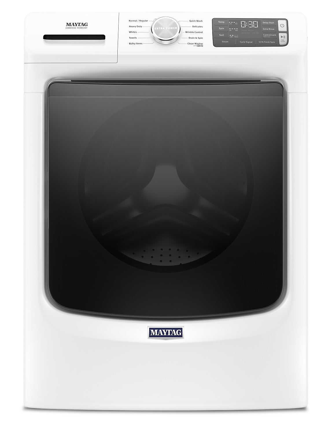 Maytag Front-Load 5.2 Cu. Ft. Washer with Extra Power and 7.3 Cu. Ft. Gas Dryer - White|Laveuse frontale 5,2 pi3 avec Extra Power et sécheuse gaz 7,3 pi³ Maytag - blanches|MAFL563G