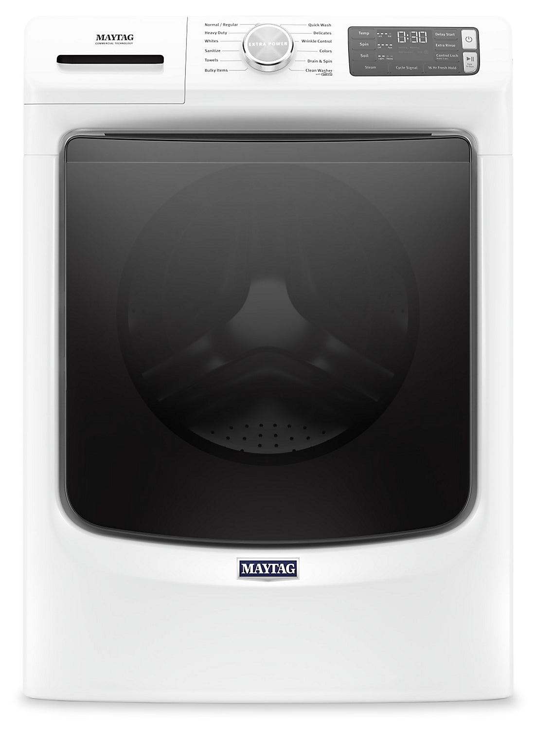 Maytag 4.8 Cu. Ft. Front-Load High-Efficiency Steam Washer - White - Stackable - MHW6630HW | Laveuse à la vapeur haute efficacité Maytag à chargement frontal de 4,8 pi³ - blanche - superposable…