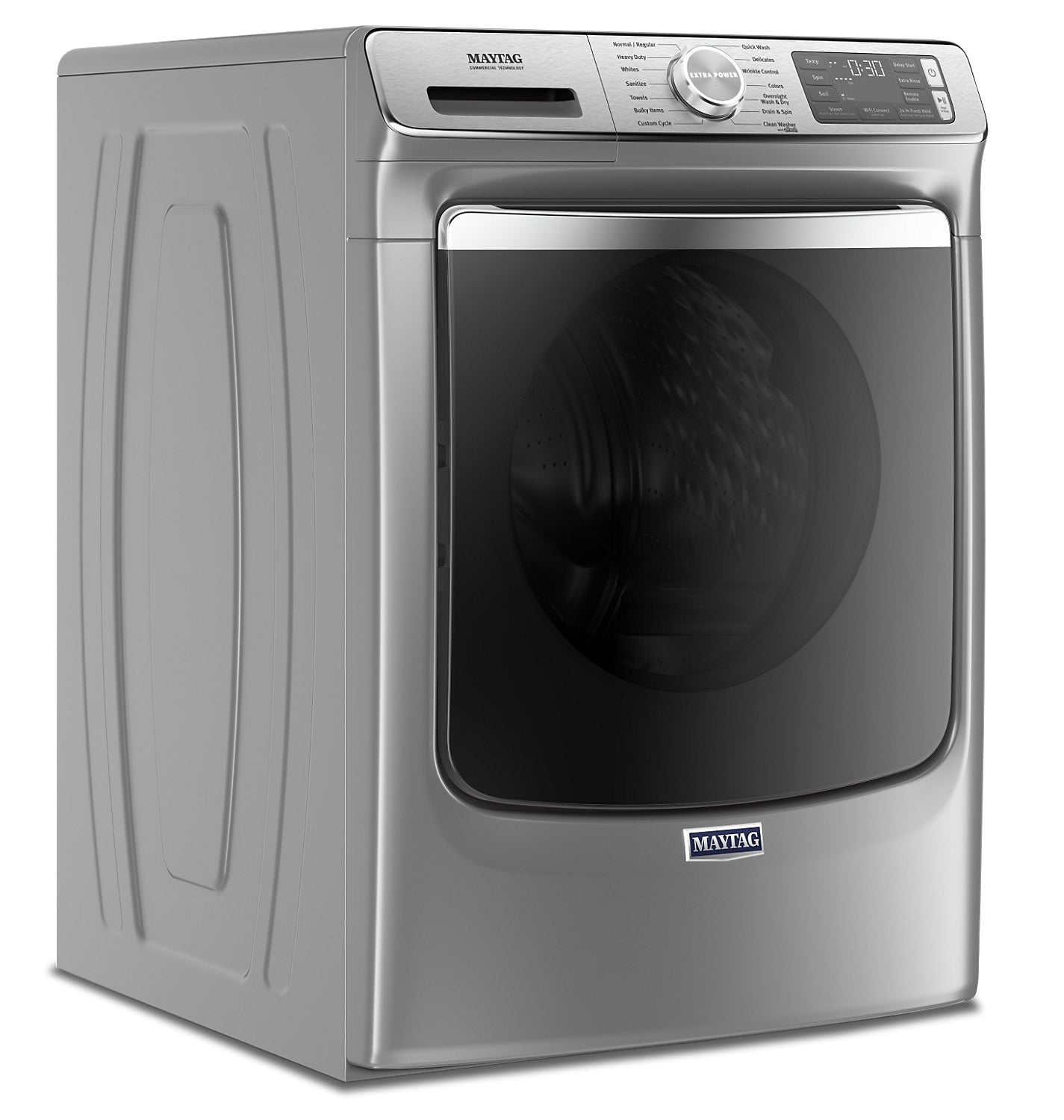 Maytag 5.8 Cu. Ft. Smart Front-Load High-Efficiency Steam Washer - Metallic Slate - Stackable - MHW8… | Laveuse à la vapeur intelligente haute efficacité Maytag à chargement frontal de 5,8 pi³ - ardoise m…