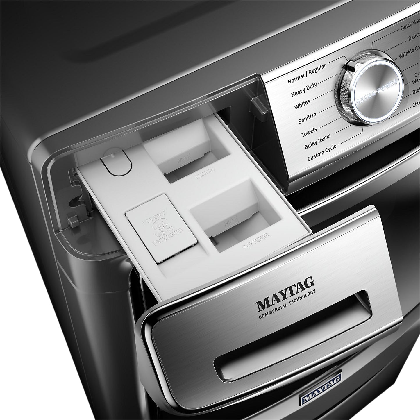 Maytag 5.8 Cu. Ft. Smart Front-Load High-Efficiency Steam Washer - Metallic Slate - Stackable - MHW8… | Laveuse à la vapeur intelligente haute efficacité Maytag à chargement frontal de 5,8 pi³ - ardoise m…