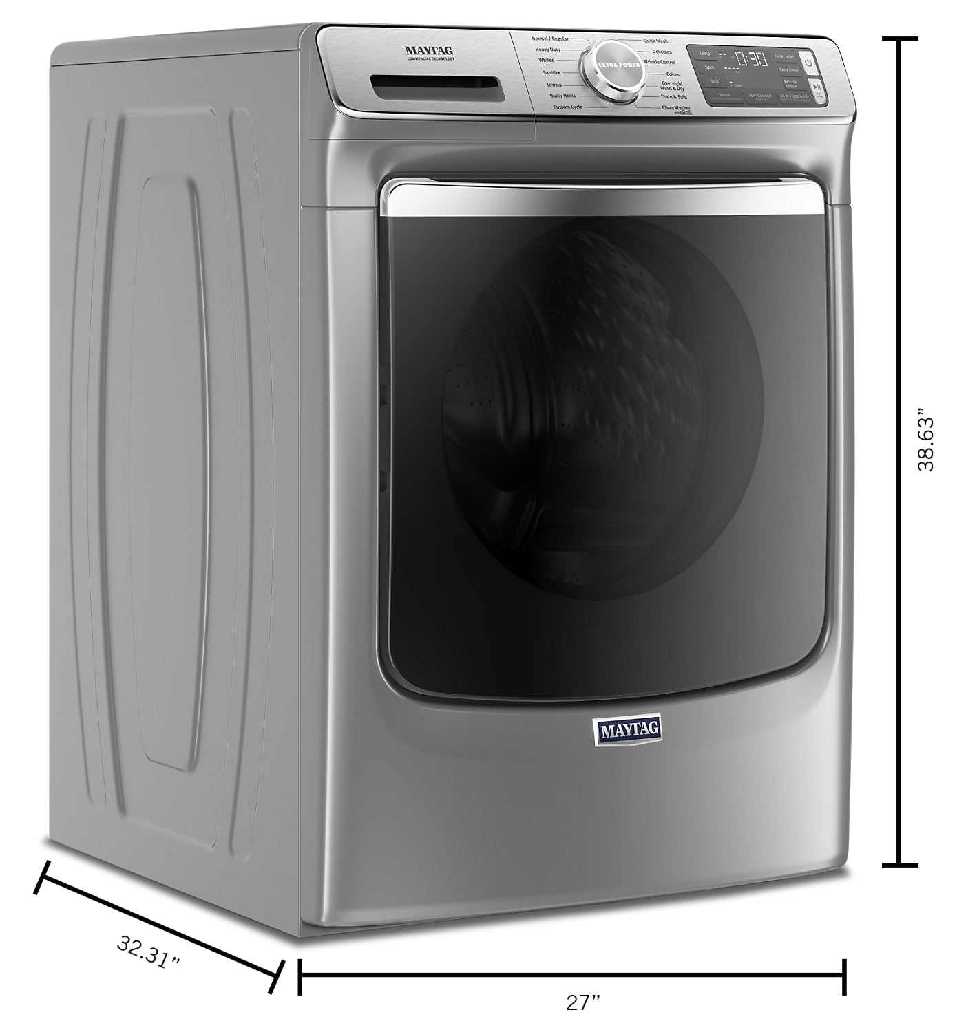 Maytag 5.8 Cu. Ft. Smart Front-Load High-Efficiency Steam Washer - Metallic Slate - Stackable - MHW8… | Laveuse à la vapeur intelligente haute efficacité Maytag à chargement frontal de 5,8 pi³ - ardoise m…