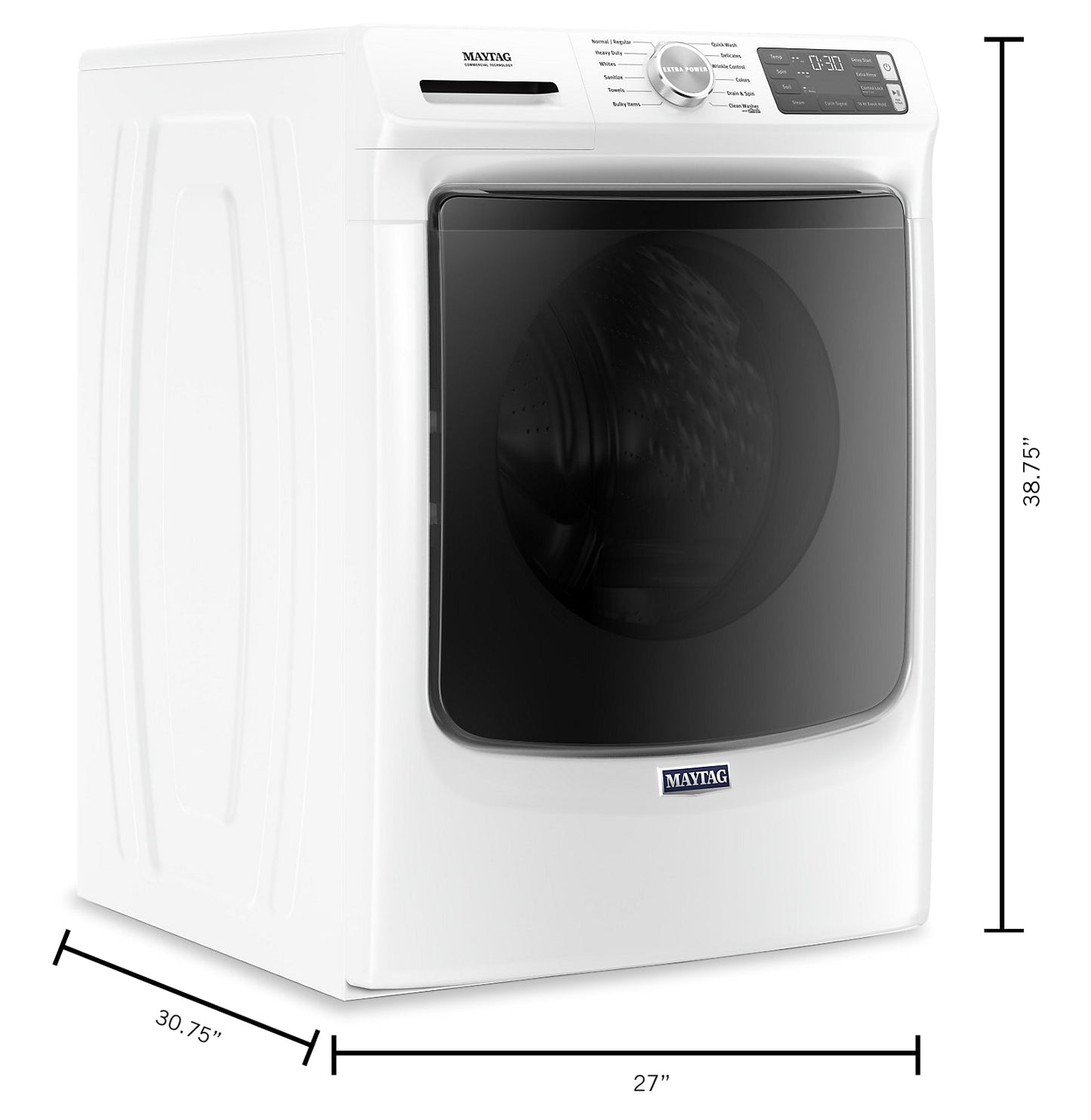 Maytag 5.8 Cu. Ft. Smart Front-Load High-Efficiency Steam Washer - White - Stackable - MHW8630HW | Laveuse à la vapeur intelligente haute efficacité Maytag à chargement frontal de 5,8 pi³ - blanche -…