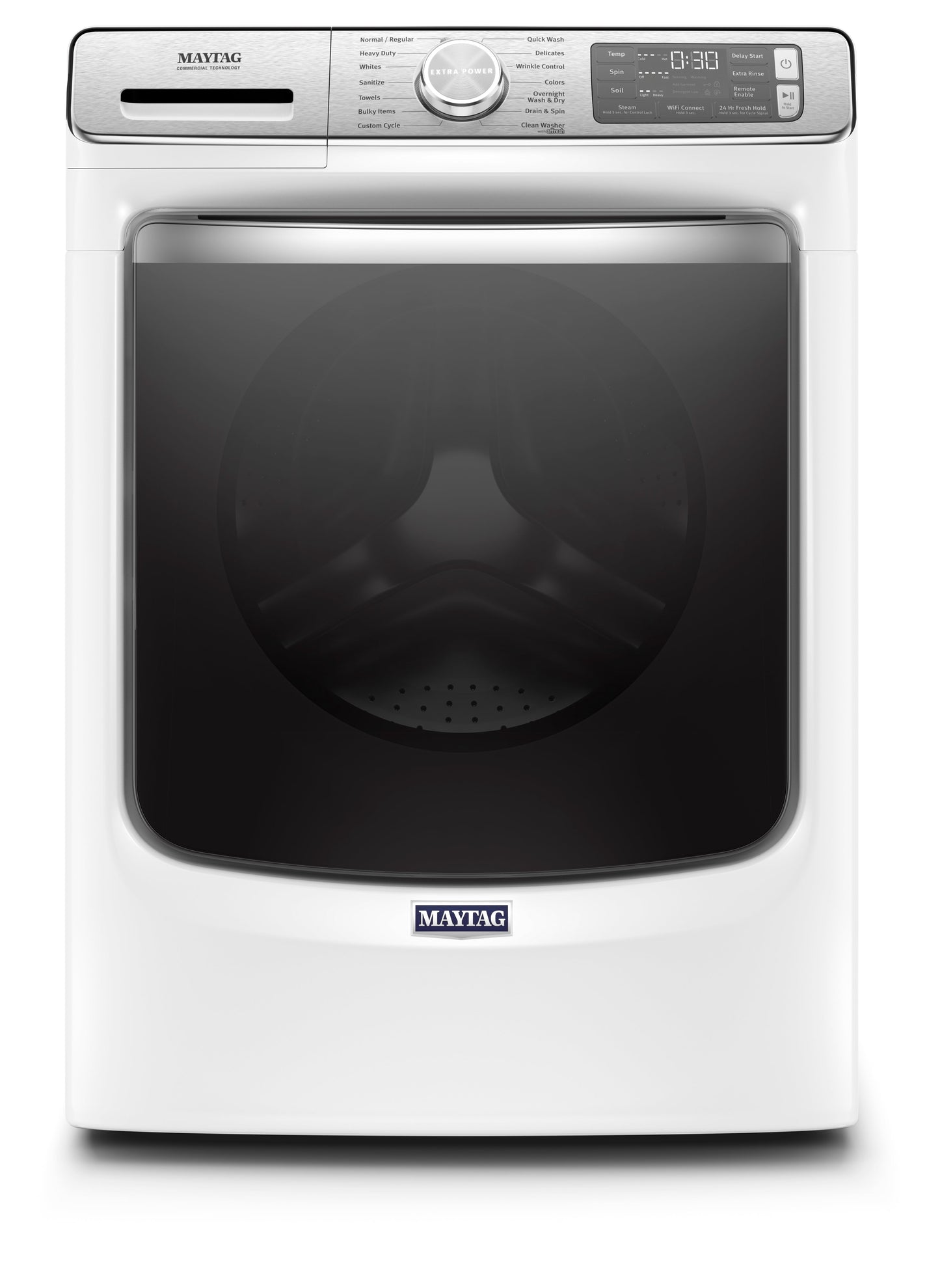Maytag 5.8 Cu. Ft. Smart Front-Load High-Efficiency Steam Washer - White - Stackable - MHW8630HW | Laveuse à la vapeur intelligente haute efficacité Maytag à chargement frontal de 5,8 pi³ - blanche -…