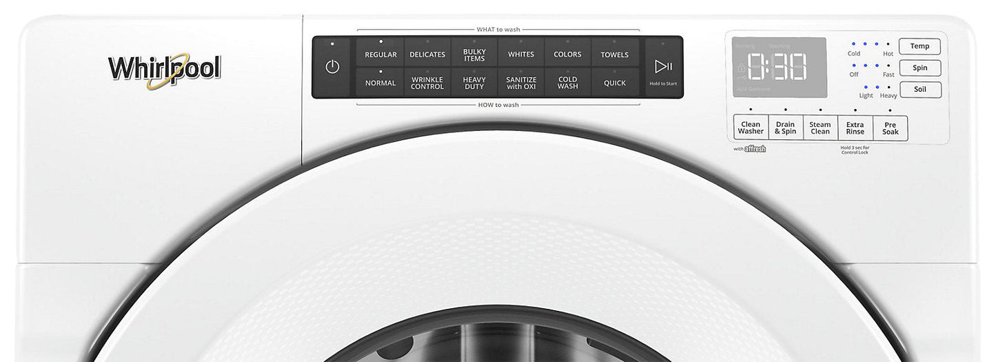 Whirlpool 5.0 Cu. Ft. Front-Load High-Efficiency Washer - White - Stackable - WFW560CHW | Laveuse haute efficacité Whirlpool à chargement frontal de 5 pi³ - blanche - superposable - WFW560CH…