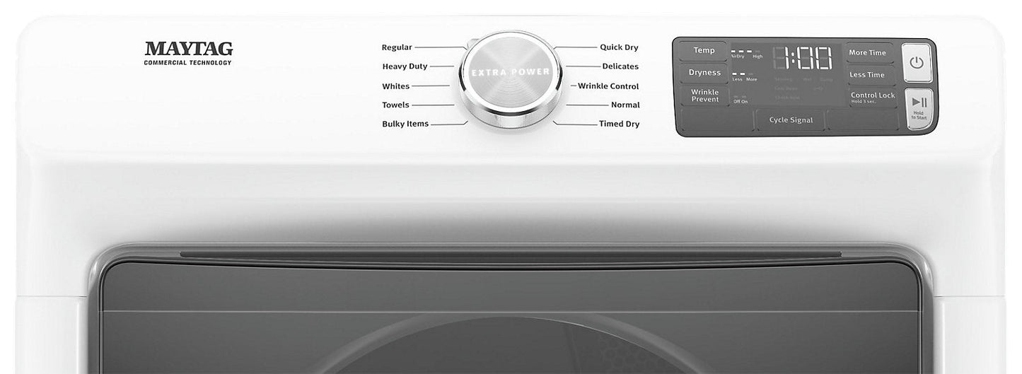 Maytag Front-Load 5.2 Cu. Ft. Washer with Extra Power and 7.3 Cu. Ft. Gas Dryer - White|Laveuse frontale 5,2 pi3 avec Extra Power et sécheuse gaz 7,3 pi³ Maytag - blanches|MAFL563G