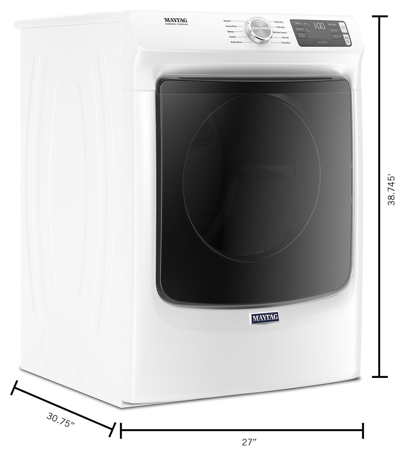 Maytag Front-Load 5.2 Cu. Ft. Washer with Extra Power and 7.3 Cu. Ft. Gas Dryer - White|Laveuse frontale 5,2 pi3 avec Extra Power et sécheuse gaz 7,3 pi³ Maytag - blanches|MAFL563G