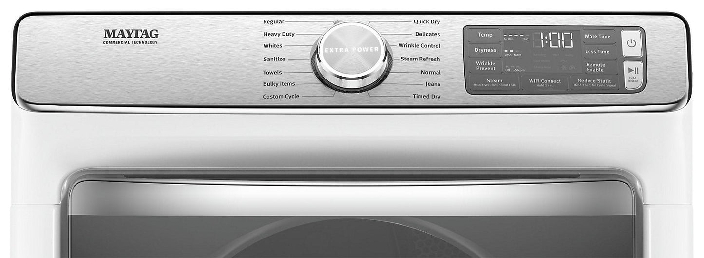 Maytag Front-Load 5.8 Cu. Ft. Smart Washer with Extra Power and 7.3 Cu. Ft. Electric Smart Dryer - White|Laveuse frontale 5,8 pi3 Extra Power et sécheuse électrique intelligente 7,3 pi³ Maytag - blance|MAFL863W