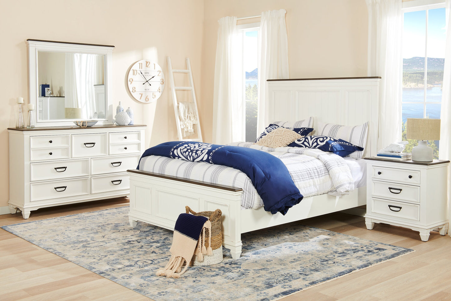 Navy Damask 3-Piece Full/Queen Comforter Set|Ensemble d'édredon Navy Damask 3 pièces pour lit double ou grand lit|NVYDM3FQ