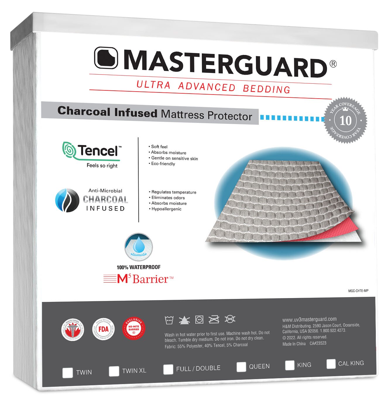 Masterguard® Charcoal King Sleep Package | Ensemble de sommeil MasterguardMD avec charbon pour très grand lit | COALKPKG