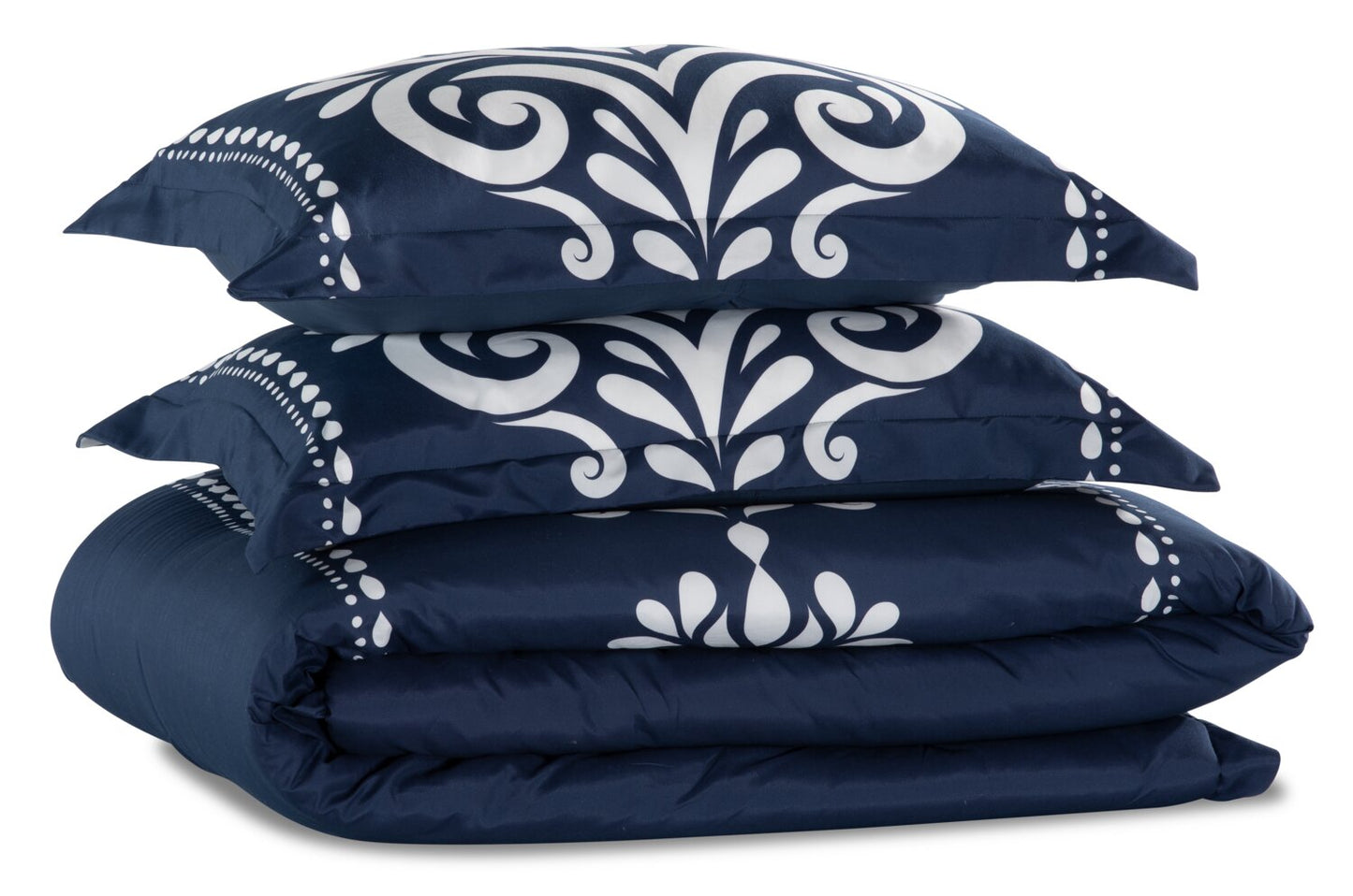 Navy Damask 3-Piece Full/Queen Comforter Set|Ensemble d'édredon Navy Damask 3 pièces pour lit double ou grand lit|NVYDM3FQ