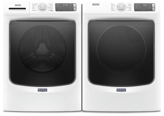 Maytag Front-Load 5.2 Cu. Ft. Washer with Extra Power and 7.3 Cu. Ft. Electric Dryer - White|Laveuse frontale 5,2 pi3 avec Extra Power et sécheuse électrique 7,3 pi³ Maytag - blanches|MAFL563L