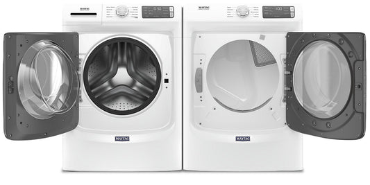 Maytag Front-Load 5.2 Cu. Ft. Washer with Extra Power and 7.3 Cu. Ft. Gas Dryer - White|Laveuse frontale 5,2 pi3 avec Extra Power et sécheuse gaz 7,3 pi³ Maytag - blanches|MAFL563G