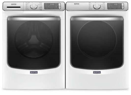Maytag Front-Load 5.8 Cu. Ft. Smart Washer with Extra Power and 7.3 Cu. Ft. Electric Smart Dryer - White|Laveuse frontale 5,8 pi3 Extra Power et sécheuse électrique intelligente 7,3 pi³ Maytag - blance|MAFL863W