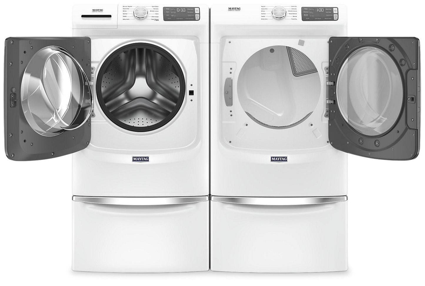 Maytag Front-Load 5.8 Cu. Ft. Smart Washer with Extra Power and 7.3 Cu. Ft. Electric Smart Dryer - White|Laveuse frontale 5,8 pi3 Extra Power et sécheuse électrique intelligente 7,3 pi³ Maytag - blance|MAFL863W