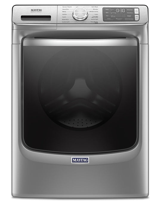 Maytag 5.8 Cu. Ft. Smart Front-Load High-Efficiency Steam Washer - Metallic Slate - Stackable - MHW8… | Laveuse à la vapeur intelligente haute efficacité Maytag à chargement frontal de 5,8 pi³ - ardoise m…