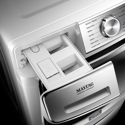 Maytag 5.8 Cu. Ft. Smart Front-Load High-Efficiency Steam Washer - White - Stackable - MHW8630HW | Laveuse à la vapeur intelligente haute efficacité Maytag à chargement frontal de 5,8 pi³ - blanche -…