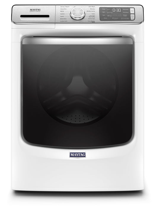 Maytag 5.8 Cu. Ft. Smart Front-Load High-Efficiency Steam Washer - White - Stackable - MHW8630HW | Laveuse à la vapeur intelligente haute efficacité Maytag à chargement frontal de 5,8 pi³ - blanche -…