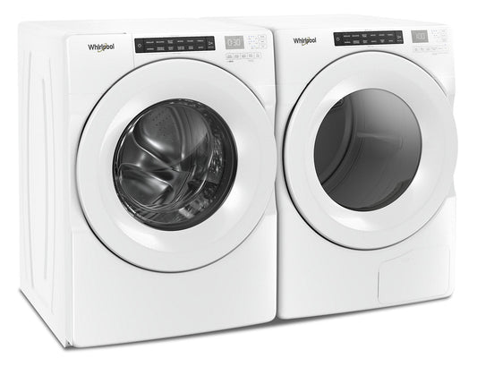 Whirlpool 5.0 Cu. Ft. Front-Load Washer and 7.4 Cu. Ft. Electric Dryer - White|Laveuse à chargement frontal de 5,0 pi³ et sécheuse électrique de 7,4 pi³ de Whirlpool - blanches|WHFL560L