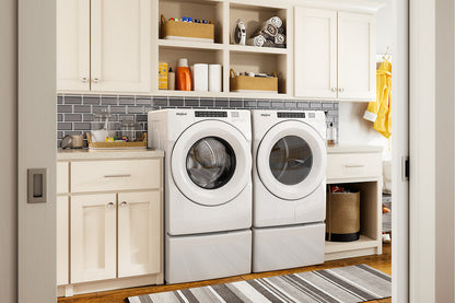 Whirlpool 5.0 Cu. Ft. Front-Load Washer and 7.4 Cu. Ft. Electric Dryer - White|Laveuse à chargement frontal de 5,0 pi³ et sécheuse électrique de 7,4 pi³ de Whirlpool - blanches|WHFL560L