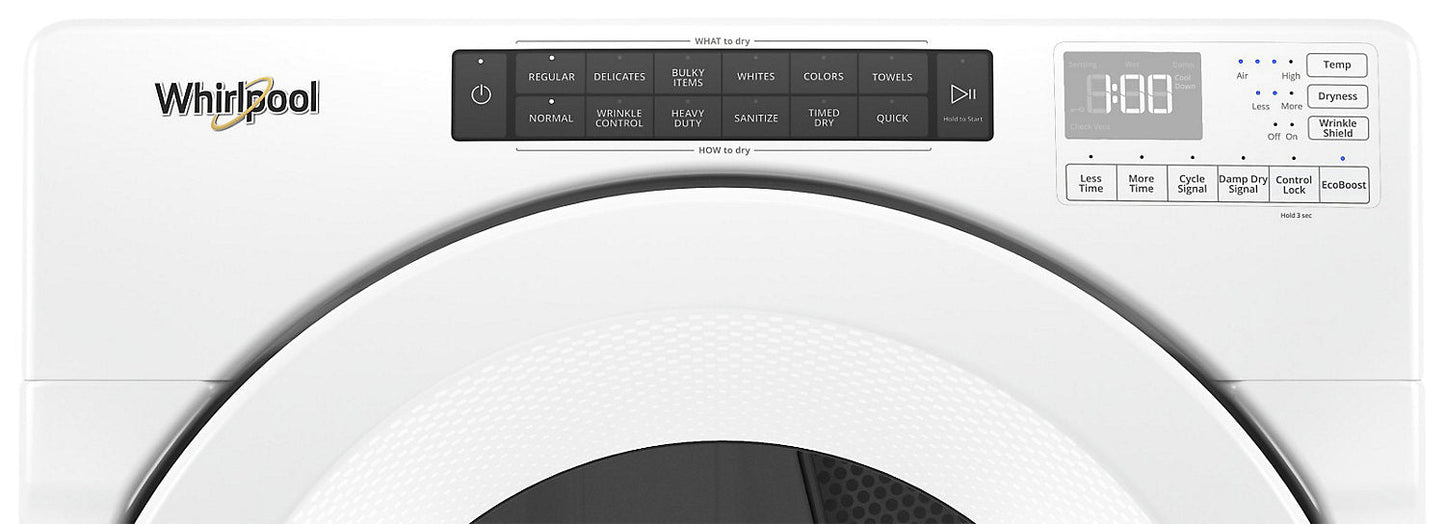 Whirlpool 7.4 Cu. Ft. Electric Dryer - White - Stackable - YWED5620HW | Sécheuse électrique Whirlpool de 7,4 pi³ - blanche - superposable - YWED5620HW