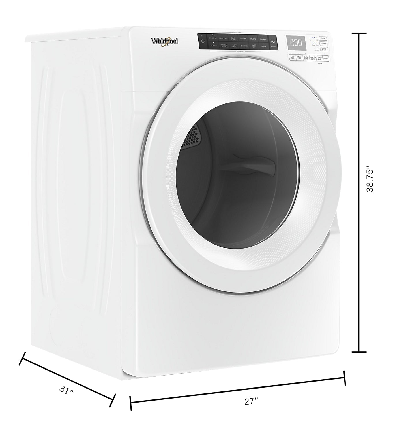 Whirlpool 7.4 Cu. Ft. Electric Dryer - White - Stackable - YWED5620HW | Sécheuse électrique Whirlpool de 7,4 pi³ - blanche - superposable - YWED5620HW