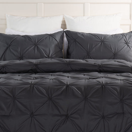 Brianna Dark Grey 3-Piece King Comforter Set|Ensemble d'édredon Brianna 3 pièces gris foncé pour très grand lit