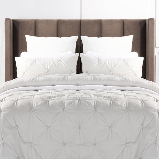 Brianna Light Grey 3-Piece Full/Queen Comforter Set|Ensemble d'édredon Brianna 3 pièces gris clair pour lit double ou grand lit|BRILG3FQ