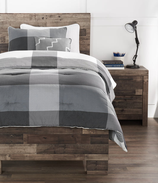 Charlie 4-Piece Full/Queen Comforter Set - Grey| Ensemble d'édredon Charlie 4 pièces pour lit double ou grand lit - gris | CHARL4FQ